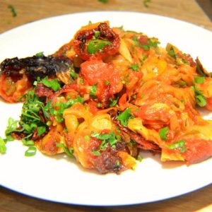 Plachie de peste cu legume la cuptor